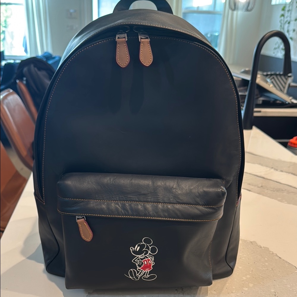 Coach Black Leather Mickey Mouse Backpack